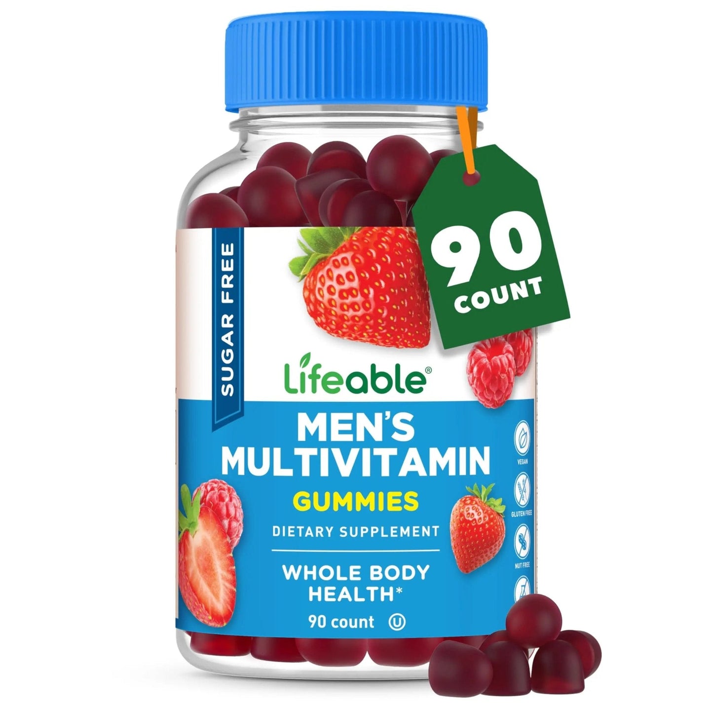 Lifeable Sugar Free Multivitamin for Men Gummies | with Iron and 18 Essential Vitamins and Minerals | Sugar Free Vitamins | 90 Gummies - Maple Wellness Supplements
