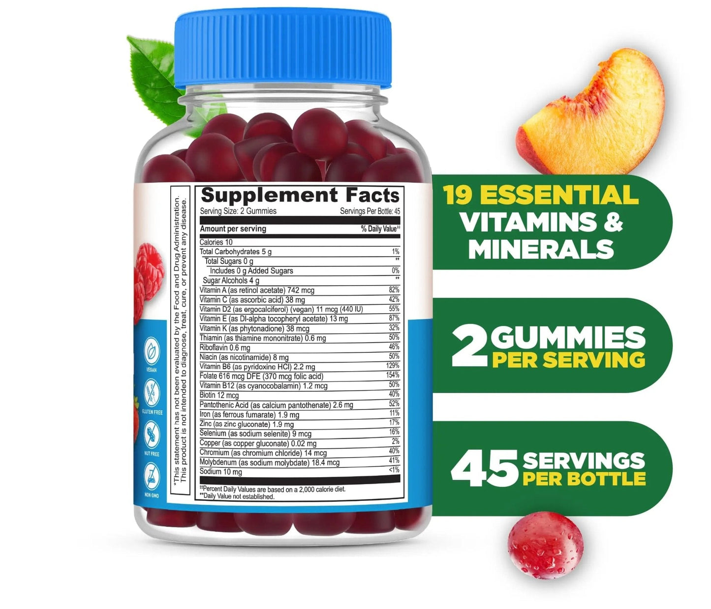 Lifeable Sugar Free Multivitamin for Men Gummies | with Iron and 18 Essential Vitamins and Minerals | Sugar Free Vitamins | 90 Gummies - Maple Wellness Supplements
