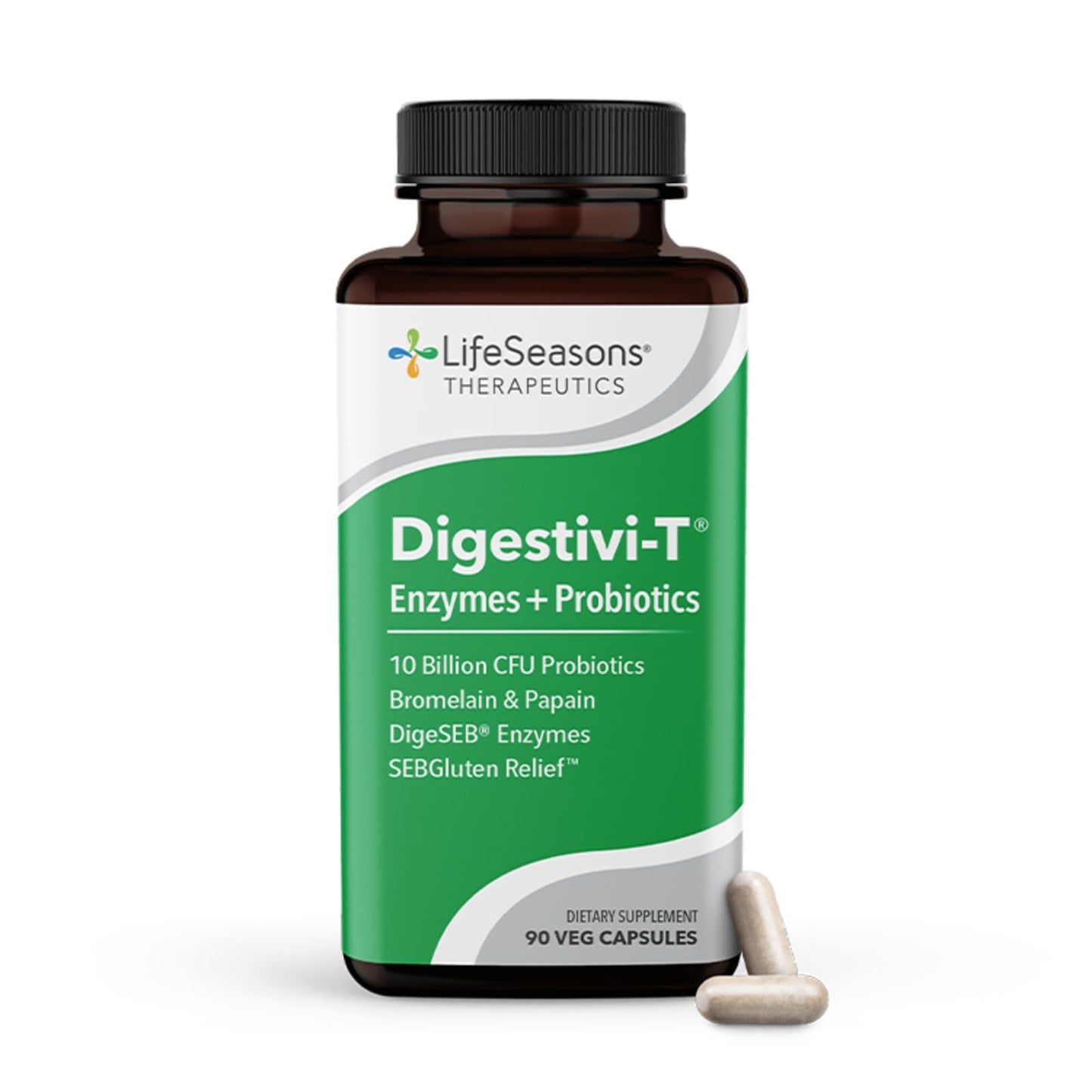 LifeSeasons Digestivi-T - Digestive Enzymes & 10 Billion CFU Probiotic Supplement - Supports Gut & Immune Health - Bloating & Digestion Relief - Maple Wellness Supplements
