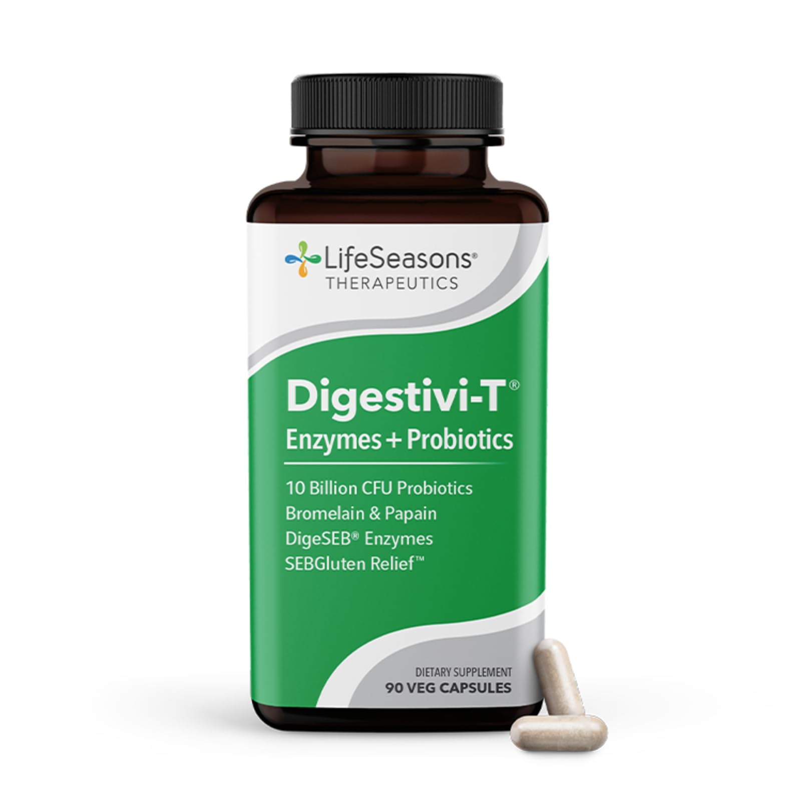 LifeSeasons Digestivi-T - Digestive Enzymes & 10 Billion CFU Probiotic Supplement - Supports Gut & Immune Health - Bloating & Digestion Relief - Maple Wellness Supplements