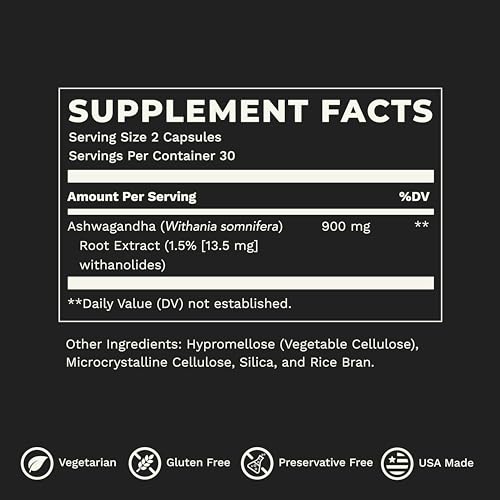 LifeSeasons Essentials Ashwagandha - Stress & Sleep Support Supplement - Calm & Focused Mind - Improves Athletic Performance & Brain Function - 900mg per 2 Capsules - 60 Capsules - Maple Wellness Supplements