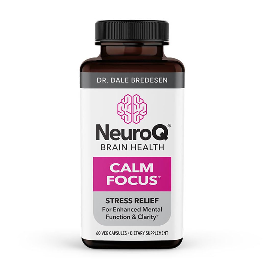 LifeSeasons NeuroQ Calm Focus Capsules - Stress Relief Supplement - Supports Mental Function & Relaxation - Sensoril Ashwagandha, Magnesium, GABA, L-Theanine, Andean Cocoa & Kava Kava - 60 Capsules - Maple Wellness Supplements