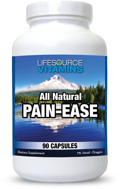 LifeSource Vitamins All Natural Pain Ease – 20 Synergistic Herbs and Enzymes That Naturally & Safely Support: Headaches & Migraines - Knees – Shoulders – Joints – Leg Pain – Tension - Maple Wellness Supplements