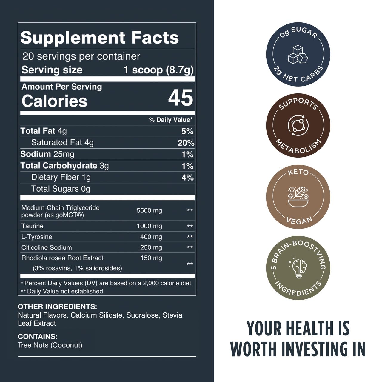 LIFESTACKS Focus Coffee Creamer for Energy & Clarity - MCT Powder + Nootropics + Adaptogens - Boost Productivity Without Jitters or Crash - Keto, Vegan, 0 Sugar - with Taurine, L-Tyrosine, Rhodiola - Maple Wellness Supplements