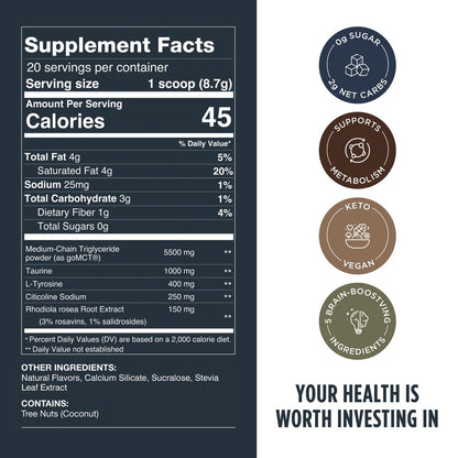 LIFESTACKS Focus Coffee Creamer for Energy & Clarity - MCT Powder + Nootropics + Adaptogens - Boost Productivity Without Jitters or Crash - Keto, Vegan, 0 Sugar - with Taurine, L-Tyrosine, Rhodiola - Maple Wellness Supplements