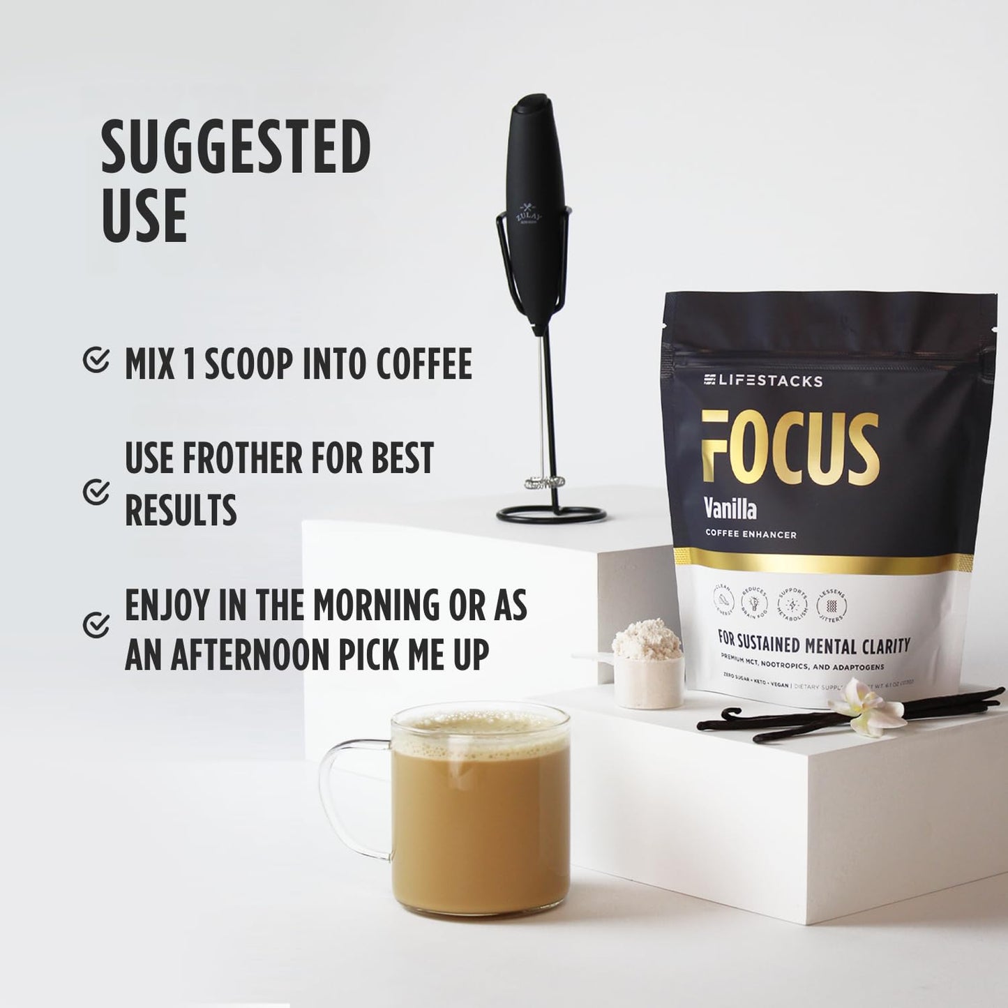 LIFESTACKS Focus Coffee Creamer for Energy & Clarity - MCT Powder + Nootropics + Adaptogens - Boost Productivity Without Jitters or Crash - Keto, Vegan, 0 Sugar - with Taurine, L-Tyrosine, Rhodiola - Maple Wellness Supplements