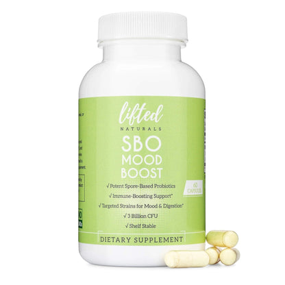 Lifted Naturals Spore Based Probiotic Probiotics - SBO Mood Boost - Spore/Soil-Based - Digestion & Natural Mood Support - Histamine-Free - 60 Day Supply, Non-GMO, Dairy-Free, Gluten-Free, Vegan - Maple Wellness Supplements
