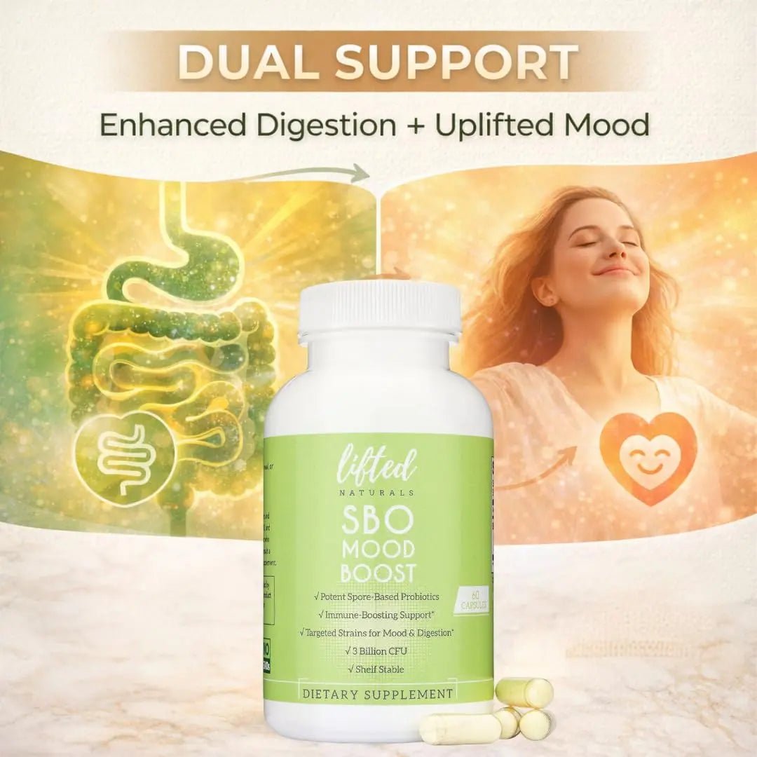 Lifted Naturals Spore Based Probiotic Probiotics - SBO Mood Boost - Spore/Soil-Based - Digestion & Natural Mood Support - Histamine-Free - 60 Day Supply, Non-GMO, Dairy-Free, Gluten-Free, Vegan - Maple Wellness Supplements