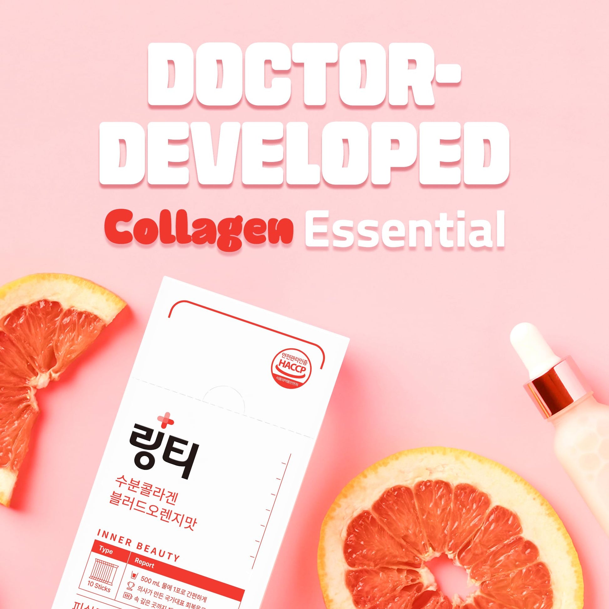 LINGTEA Doctor Developed Hydration Aqua Collagen Drink Mix -Blood Orange Flavor | 1,000mg Ultra-Micro Collagen | Maximum Absorption | Rapid Hydration | Vitamin C | Anti-Aging | Skin Health | 10 Count - Maple Wellness Supplements