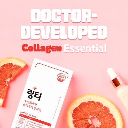 LINGTEA Doctor Developed Hydration Aqua Collagen Drink Mix -Blood Orange Flavor | 1,000mg Ultra-Micro Collagen | Maximum Absorption | Rapid Hydration | Vitamin C | Anti-Aging | Skin Health | 10 Count - Maple Wellness Supplements