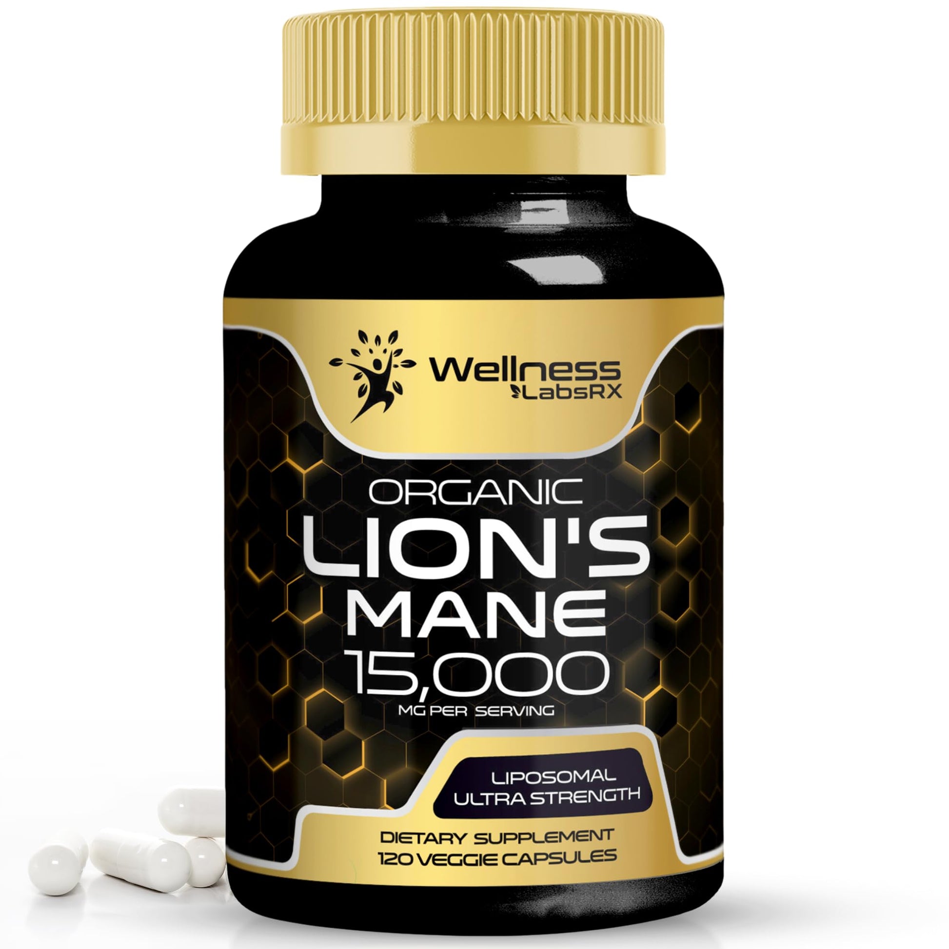 Lions Mane Supplement Capsules - 120 Count - Mushroom Supplement, Brain Supplements - Maple Wellness Supplements