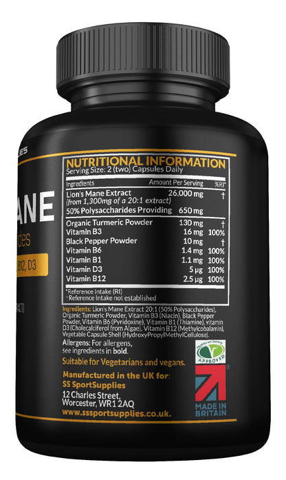 Lions Mane Supplement High Strength 26,000mg Plus 5 Vitamins - Maple Wellness Supplements