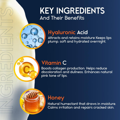 Lip Mask Overnight with Hyaluronic Acid & Collagen, Lip Sleeping Mask for Dry Cracked Lips - Maple Wellness Supplements