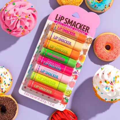 Lip Smacker Original & Best Holiday Flavored Lip Balm Party Pack, Oatmeal Cookie, Vanilla, Mango, Watermelon, Tropical Punch, Cotton Candy, Kiwi, Strawberry, Clear - Maple Wellness Supplements
