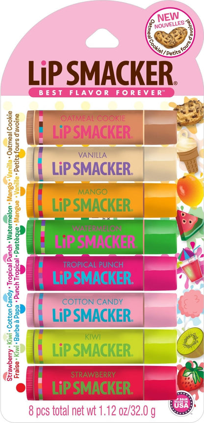 Lip Smacker Original & Best Holiday Flavored Lip Balm Party Pack, Oatmeal Cookie, Vanilla, Mango, Watermelon, Tropical Punch, Cotton Candy, Kiwi, Strawberry, Clear - Maple Wellness Supplements
