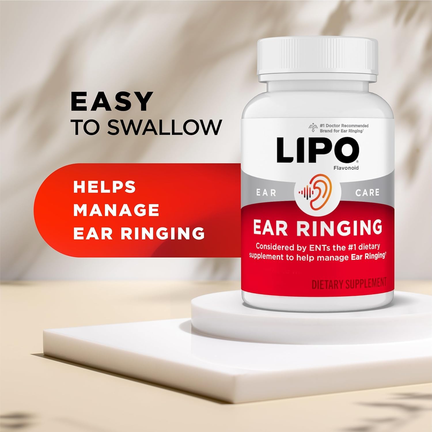 Lipo-Flavonoid Ear Ringing - Doctor-Recommended for Ringing Ears - Clinically Proven Lemon Bioflavonoid Complex with Vitamins C, B1, B2, B6, B12 - Maple Wellness Supplements