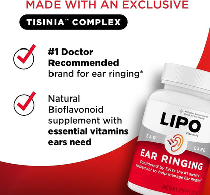 Lipo-Flavonoid Ear Ringing - Doctor-Recommended for Ringing Ears - Clinically Proven Lemon Bioflavonoid Complex with Vitamins C, B1, B2, B6, B12 - Maple Wellness Supplements