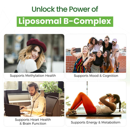 Liposomal B Complex for High Absorption Methylated B12,L-Methyfolate(5-MTHF ),Full Active B Vitamins with Choline Inositol-Energy, Metabolism,Brain & Heart Support - Maple Wellness Supplements