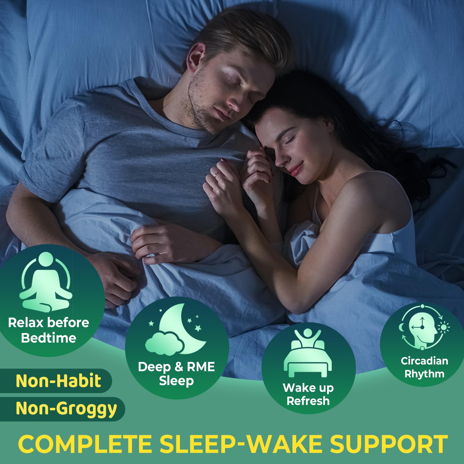 Liposomal L-Theanine 200mg Magnesium Glycinate 400mg Gummies with GABA, 5HTP, Apigenin, Vitamin B6 & D3, Ashwagandha, Lemon Balm Leaf, Melatonin Free Sleep - Maple Wellness Supplements