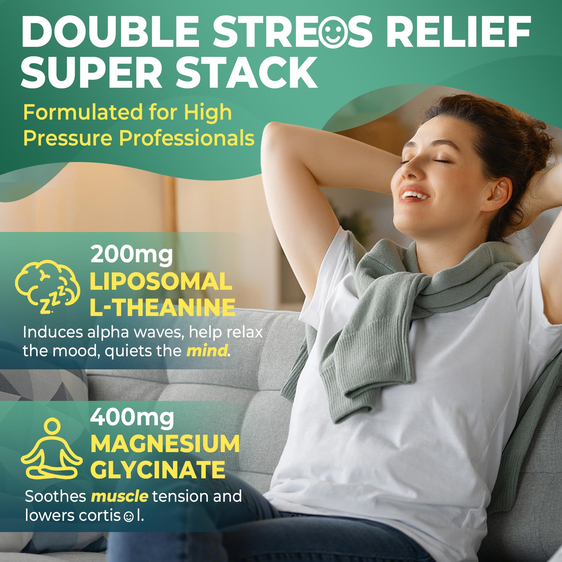 Liposomal L-Theanine 200mg Magnesium Glycinate 400mg Gummies with GABA, 5HTP, Apigenin, Vitamin B6 & D3, Ashwagandha, Lemon Balm Leaf, Melatonin Free Sleep - Maple Wellness Supplements