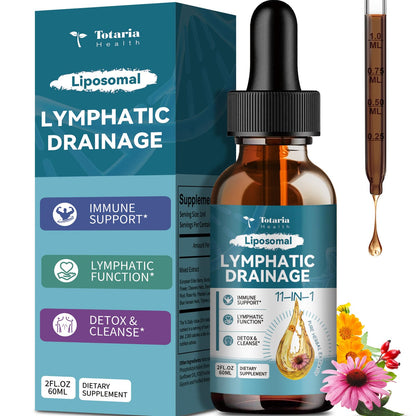 Liposomal Lymphatic Drainage Drops - 11 In 1 Organic Lymphatic Drainage Supplement with Burdock Root, Echinacea, Elderberry, Calendula, Cleavers Herb - Maple Wellness Supplements