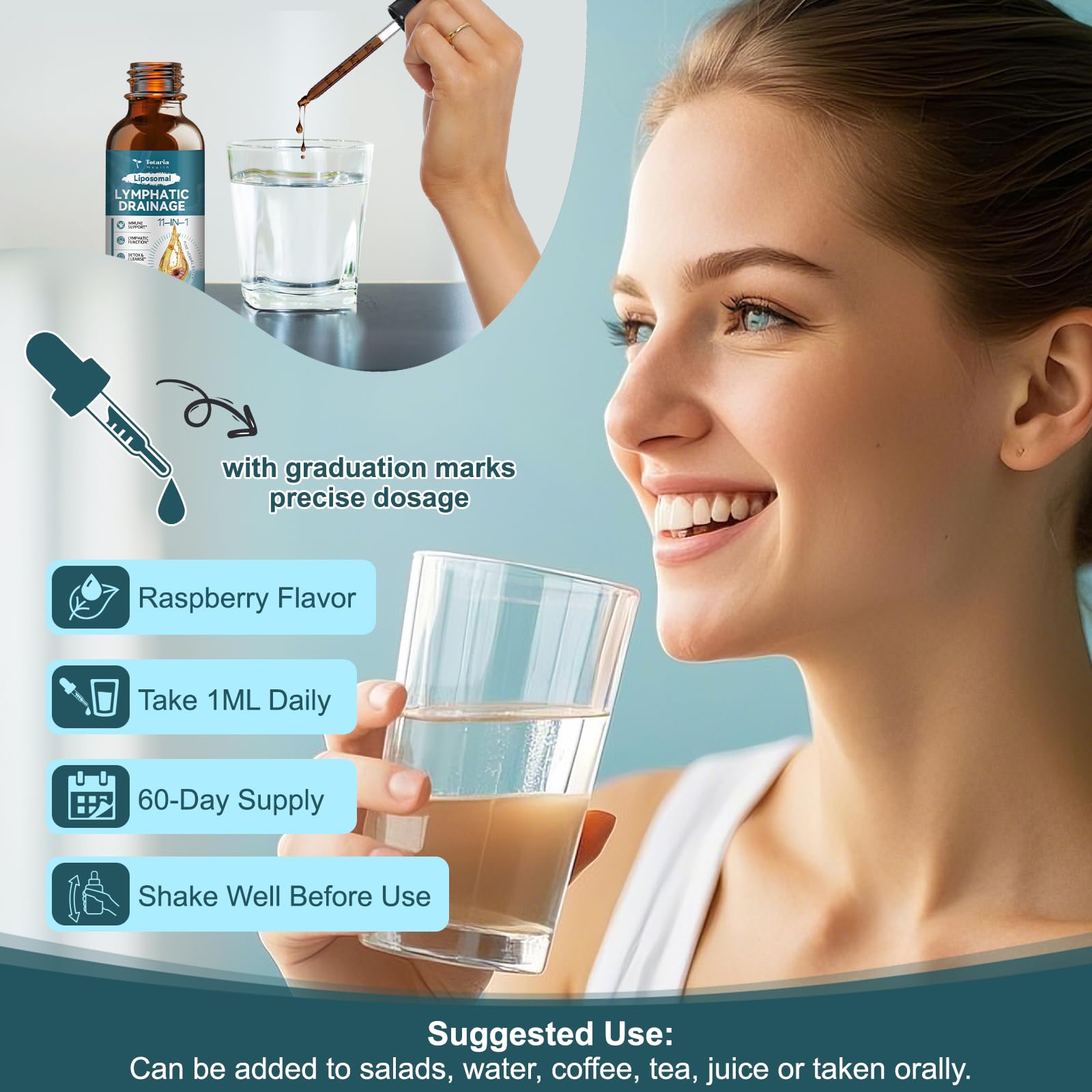 Liposomal Lymphatic Drainage Drops - 11 In 1 Organic Lymphatic Drainage Supplement with Burdock Root, Echinacea, Elderberry, Calendula, Cleavers Herb - Maple Wellness Supplements