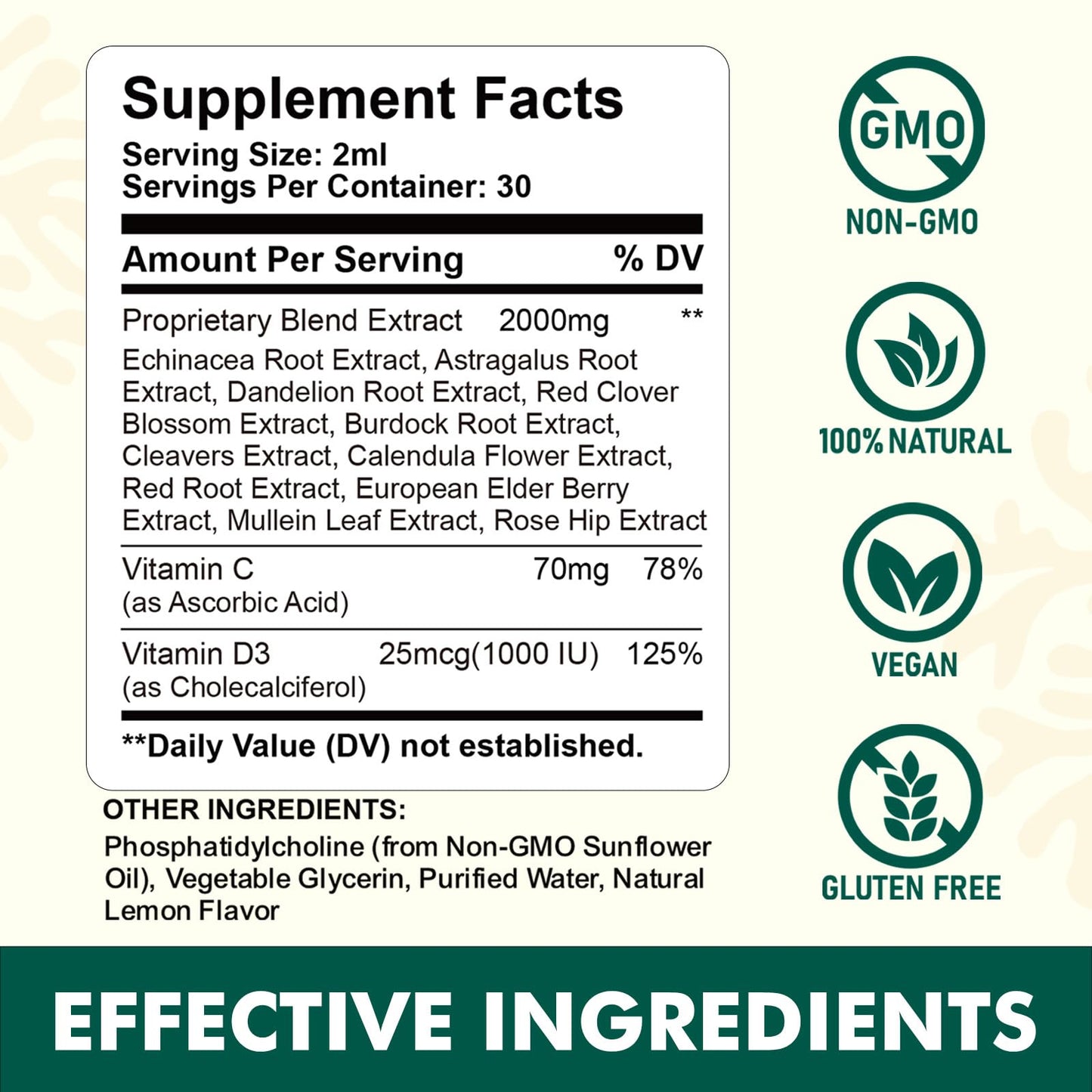 Liposomal Lymphatic Drainage Liquid Drops - Lymphatic Support Supplement with Dandelion Root, Cleavers, Echinacea, Calendula for Immune, Detox Cleanse, Lymph System Support, Lemon Flavor, 2 Fl Oz - Maple Wellness Supplements