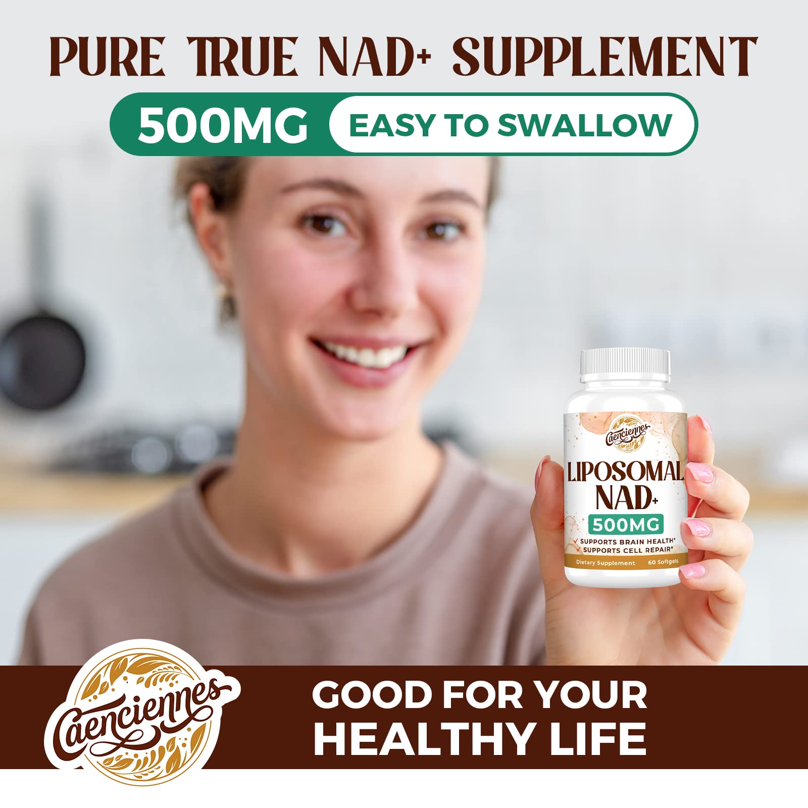 Liposomal NAD+ 500 MG Supplement, True NAD Plus Supplement, Superior Absorption, Boost NAD+ More Efficient Than Nicotinamide Riboside for Cellular Energy, Healthy Aging, 120 Serving - Maple Wellness Supplements