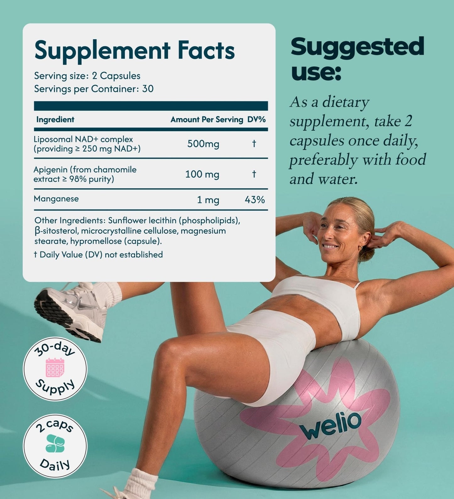 Liposomal NAD Supplement 601mg | Third-Party Tested, High Purity NAD+ | Anti-Aging & Cellular Health | NMN Supplement Alternative | Advanced NAD+ Supplement for Women & Men – 60 Capsules - Maple Wellness Supplements
