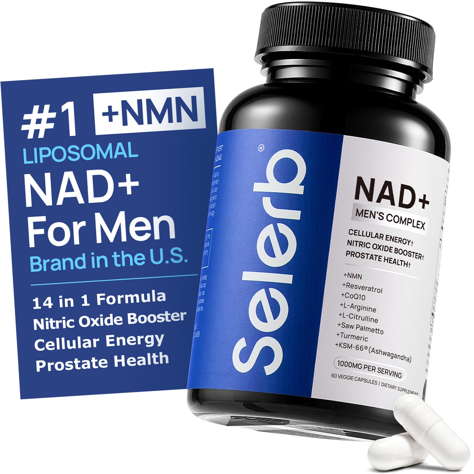 Liposomal NAD Supplement for Men – NMN Supplement Nitric Oxide Prostate Health Supplements with Resveratrol, CoQ10, L Citrulline and Lycopene for Anti-Aging & Cellular Energy Support 60 Capsules - Maple Wellness Supplements
