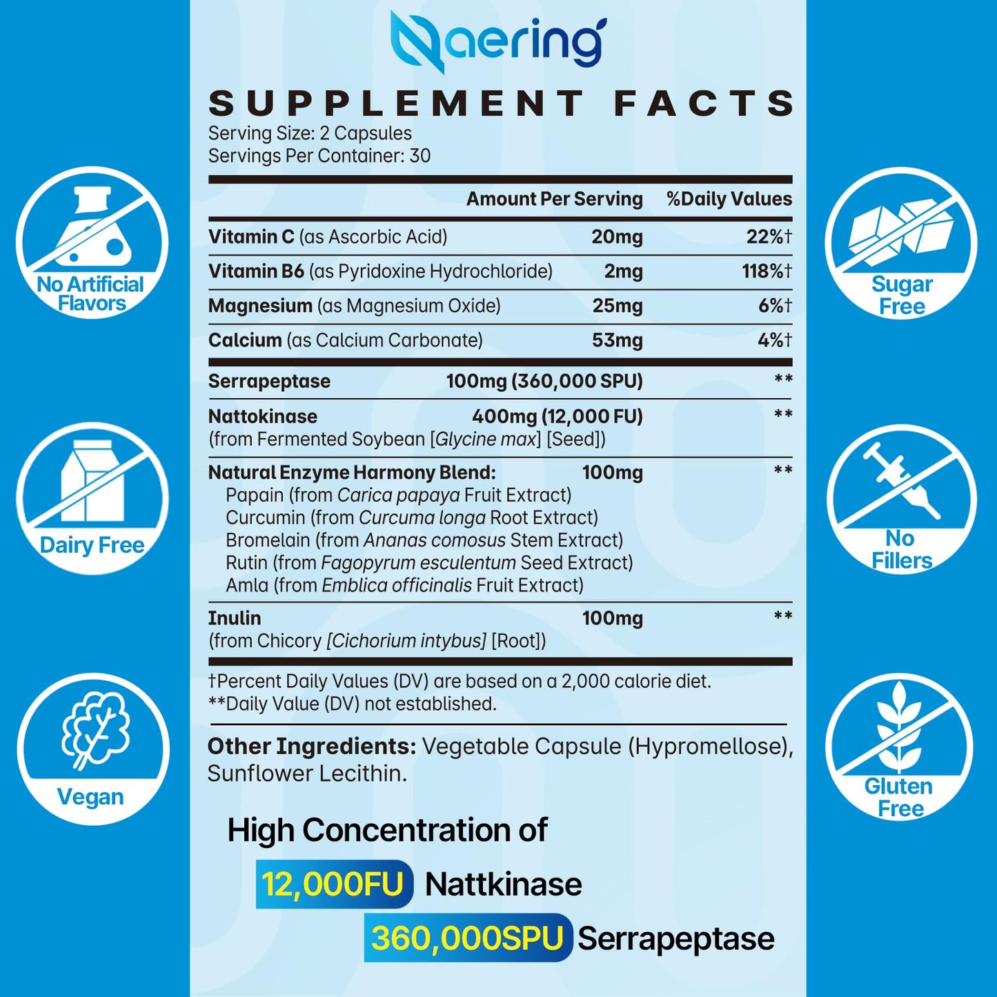 Liposomal Nattokinase 12,000 FU Serrapeptase 360,000 SPU Enzyme Supplement - Enriched with Synergistic Enzymes and Nutrient Blend & Inulin for Circulatory - Maple Wellness Supplements