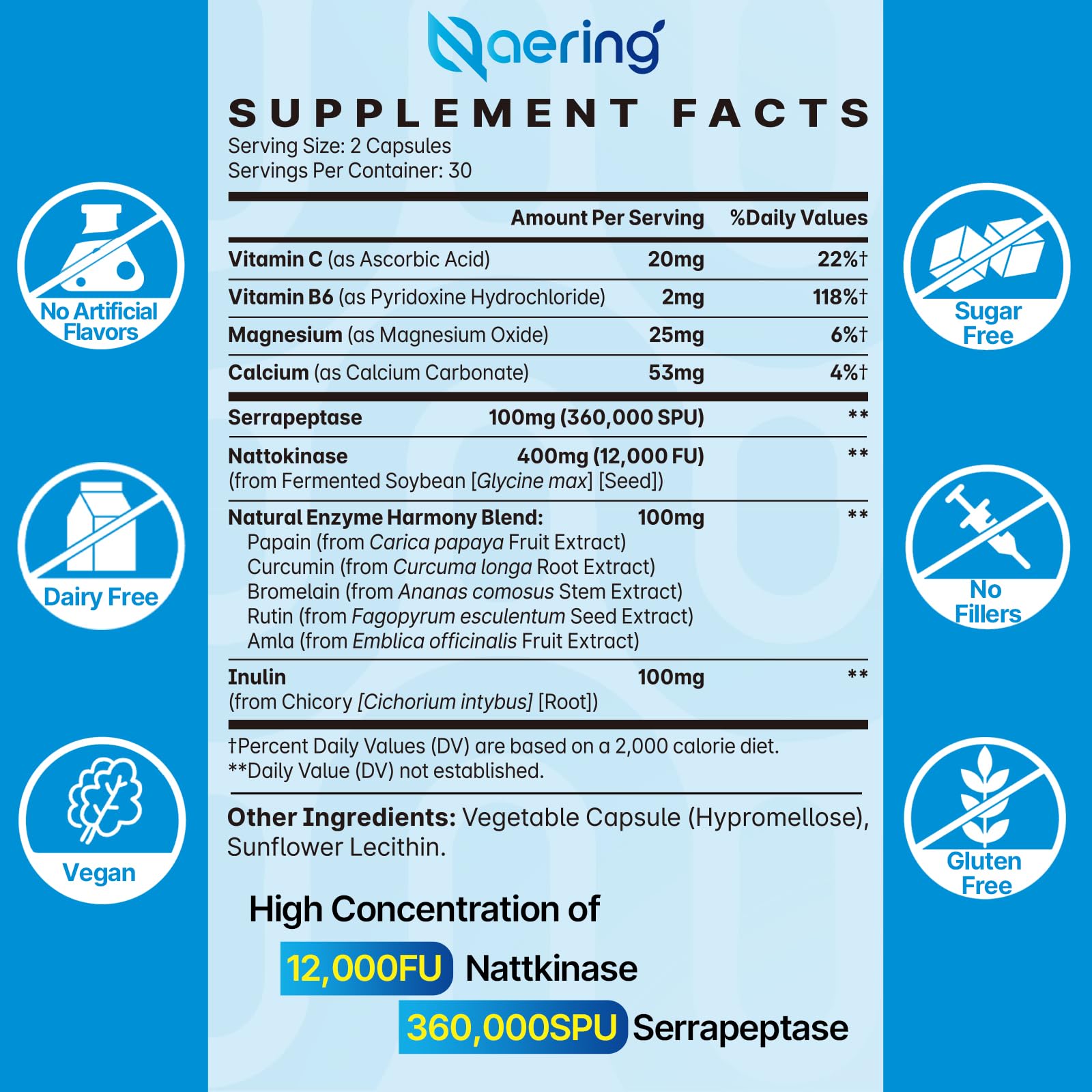 Liposomal Nattokinase 12,000 FU Serrapeptase 360,000 SPU Enzyme Supplement - Enriched with Synergistic Enzymes and Nutrient Blend & Inulin for Circulatory - Maple Wellness Supplements