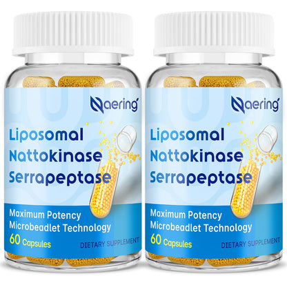 Liposomal Nattokinase 12,000 FU Serrapeptase 360,000 SPU Enzyme Supplement - Enriched with Synergistic Enzymes and Nutrient Blend & Inulin for Circulatory - Maple Wellness Supplements
