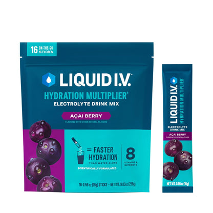 Liquid I.V.® Hydration Multiplier - Acai Berry | Electrolyte Powder Drink Mix | 1 Pack (16 Servings) - Maple Wellness Supplements