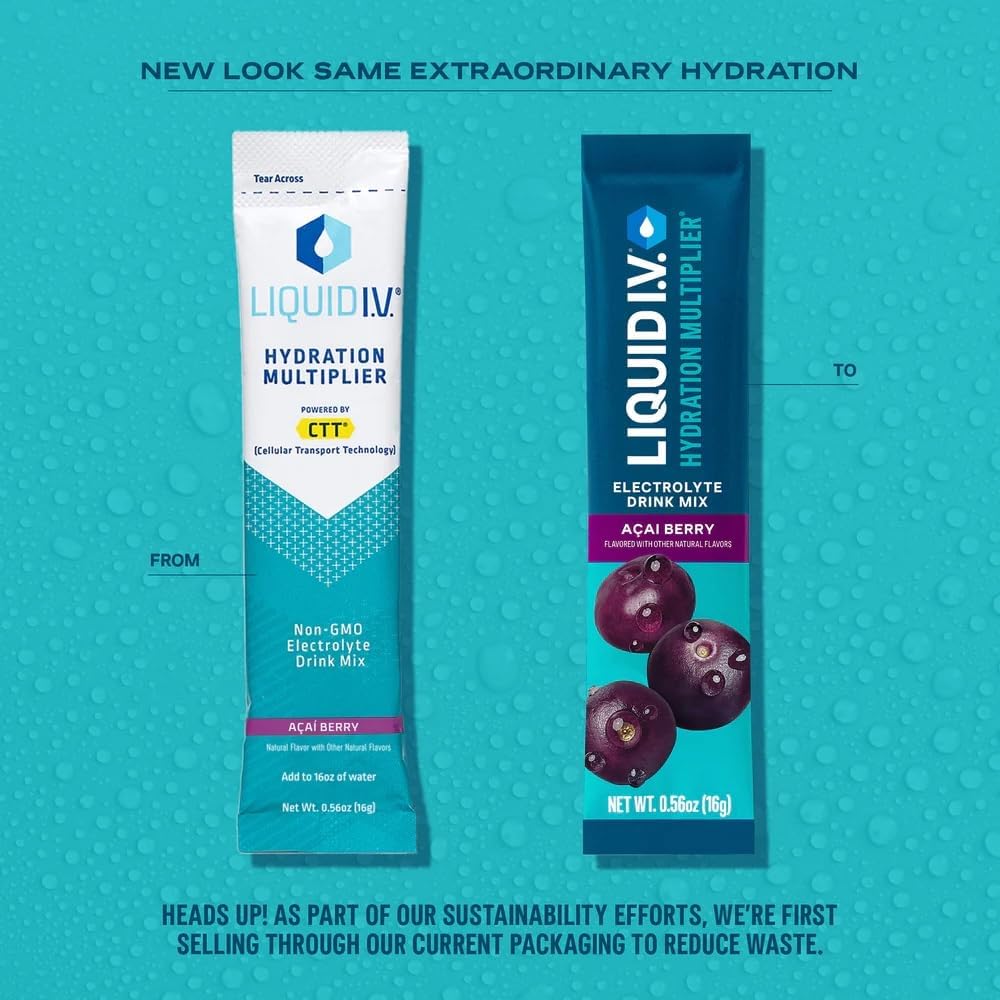 Liquid I.V.® Hydration Multiplier - Acai Berry | Electrolyte Powder Drink Mix | 3 Pack (48 Servings) - Maple Wellness Supplements
