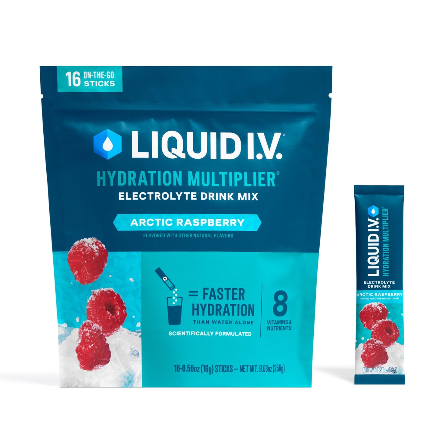 Liquid I.V.® Hydration Multiplier - Arctic Raspberry | Electrolyte Powder Drink Mix | 1 Pack (16 Servings) - Maple Wellness Supplements
