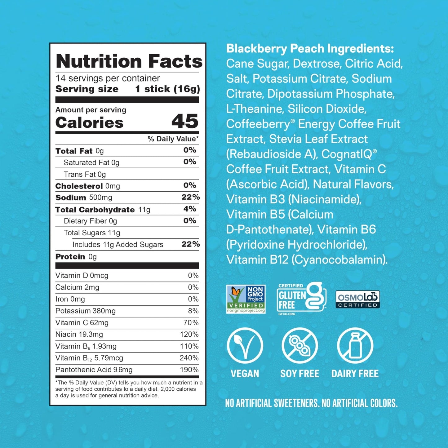 Liquid I.V.® Hydration Multiplier +Energy | Blackberry-Peach | Electrolyte Powder Drink Mix | 1 Pack (14 Servings) - Maple Wellness Supplements