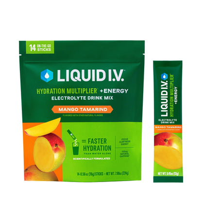 Liquid I.V.® Hydration Multiplier +Energy - Mango Tamarind | Electrolyte Powder Drink Mix | 1 Pack (14 Servings) - Maple Wellness Supplements
