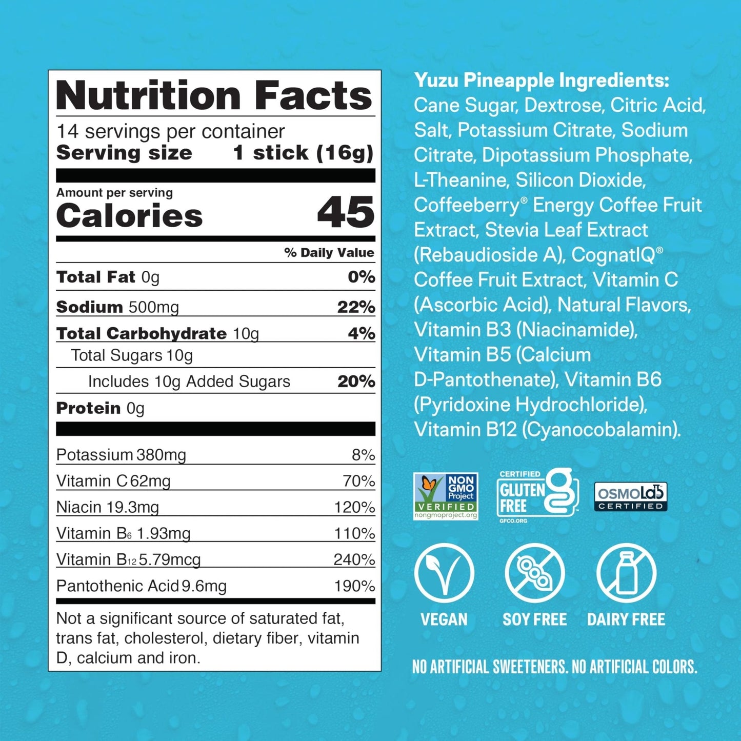 Liquid I.V.® Hydration Multiplier +Energy - Yuzu Pineapple | Electrolyte Powder Drink Mix | 1 Pack (14 Servings) - Maple Wellness Supplements