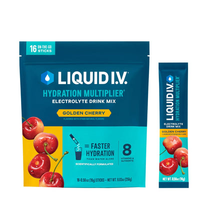 Liquid I.V.® Hydration Multiplier - Golden Cherry | Electrolyte Powder Drink Mix | 1 Pack (16 Servings) - Maple Wellness Supplements