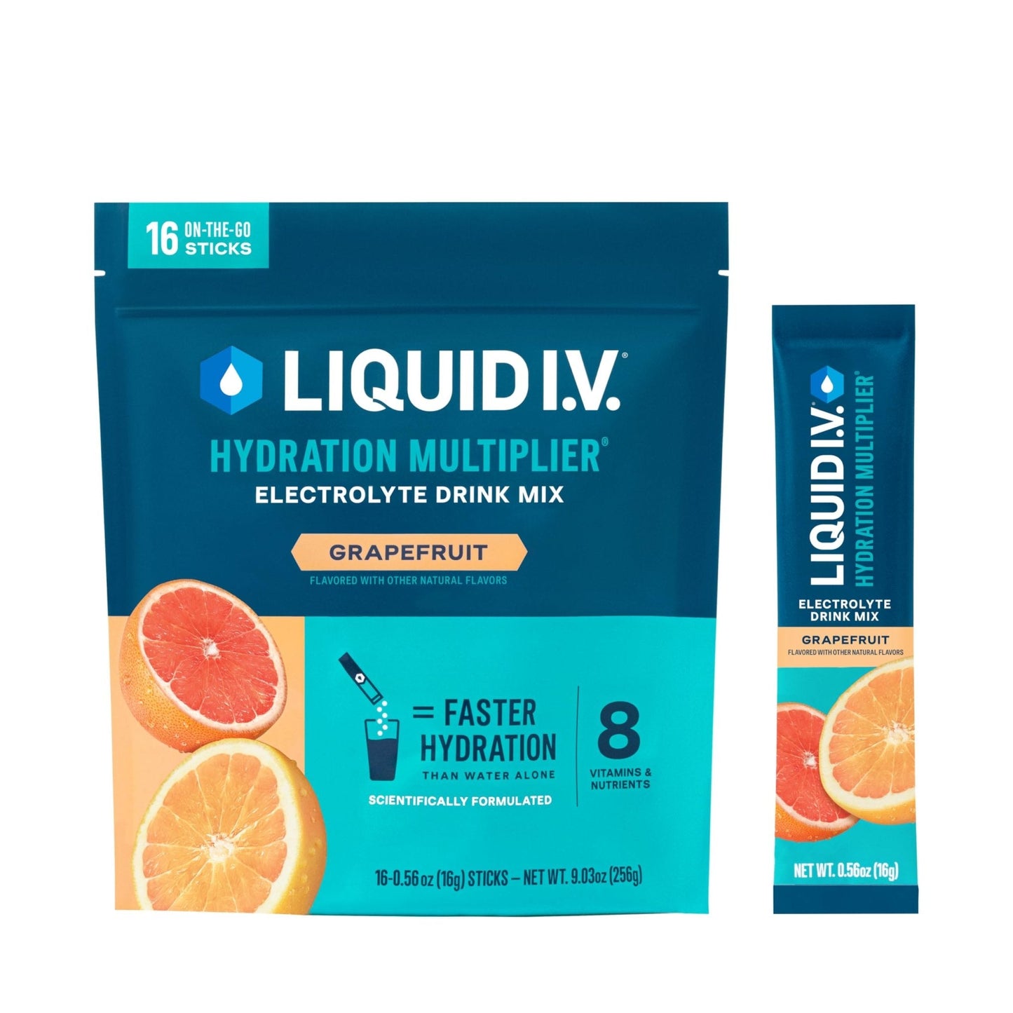 Liquid I.V.® Hydration Multiplier - Grapefruit | Electrolyte Powder Drink Mix | 1 Pack (16 Servings) - Maple Wellness Supplements