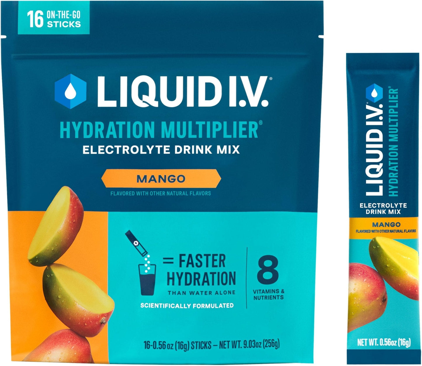 Liquid I.V.® Hydration Multiplier - Mango | Electrolyte Powder Drink Mix | 1 Pack (16 Servings) - Maple Wellness Supplements