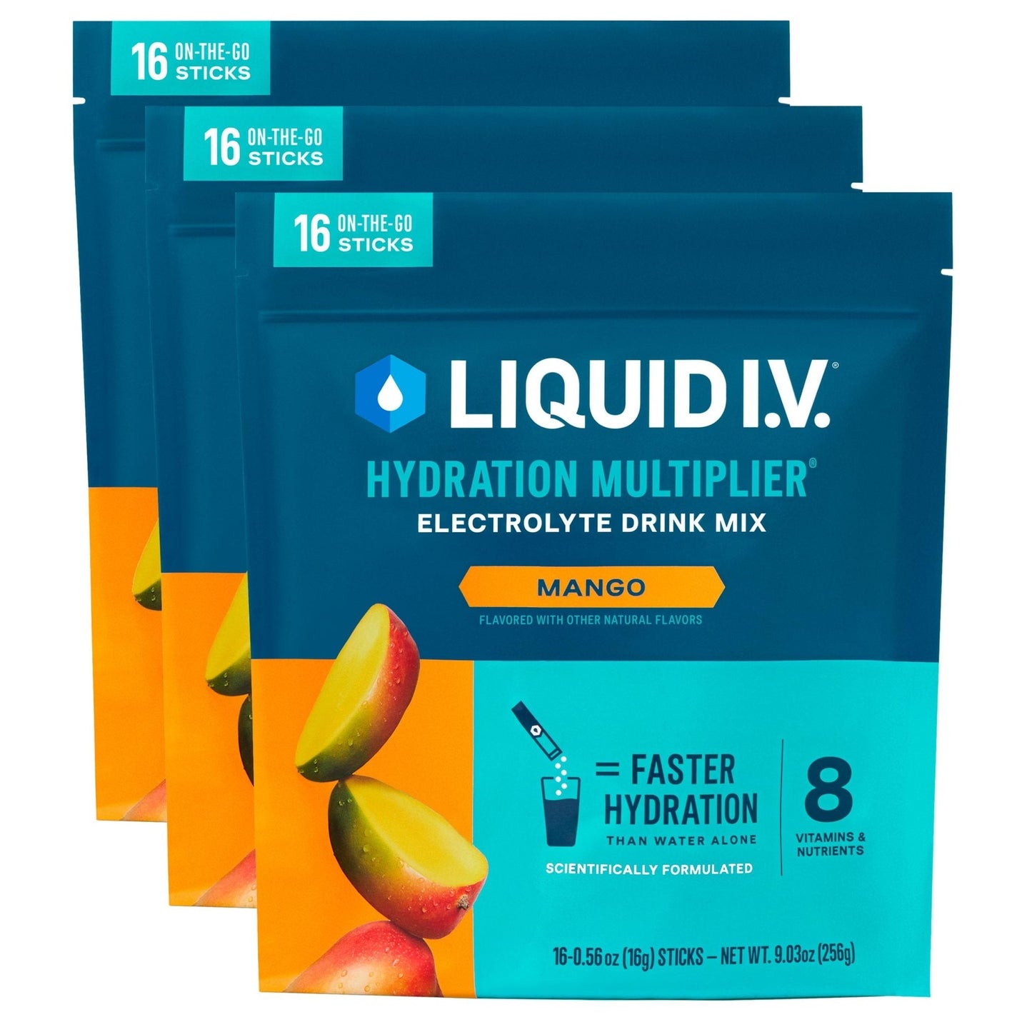 Liquid I.V.® Hydration Multiplier - Mango | Electrolyte Powder Drink Mix | 3 Pack (48 Servings) - Maple Wellness Supplements