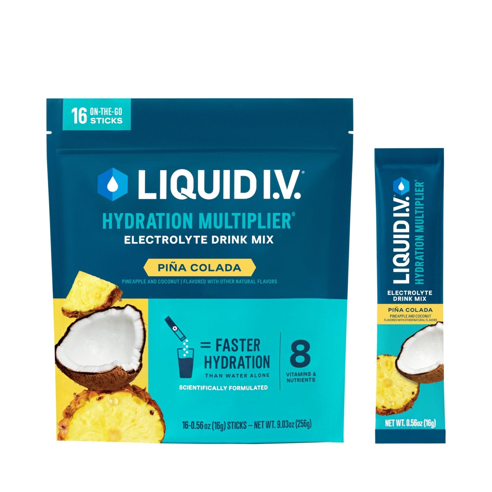 Liquid I.V.® Hydration Multiplier - Pina Colada | Electrolyte Powder Drink Mix | 1 Pack (16 Servings) - Maple Wellness Supplements