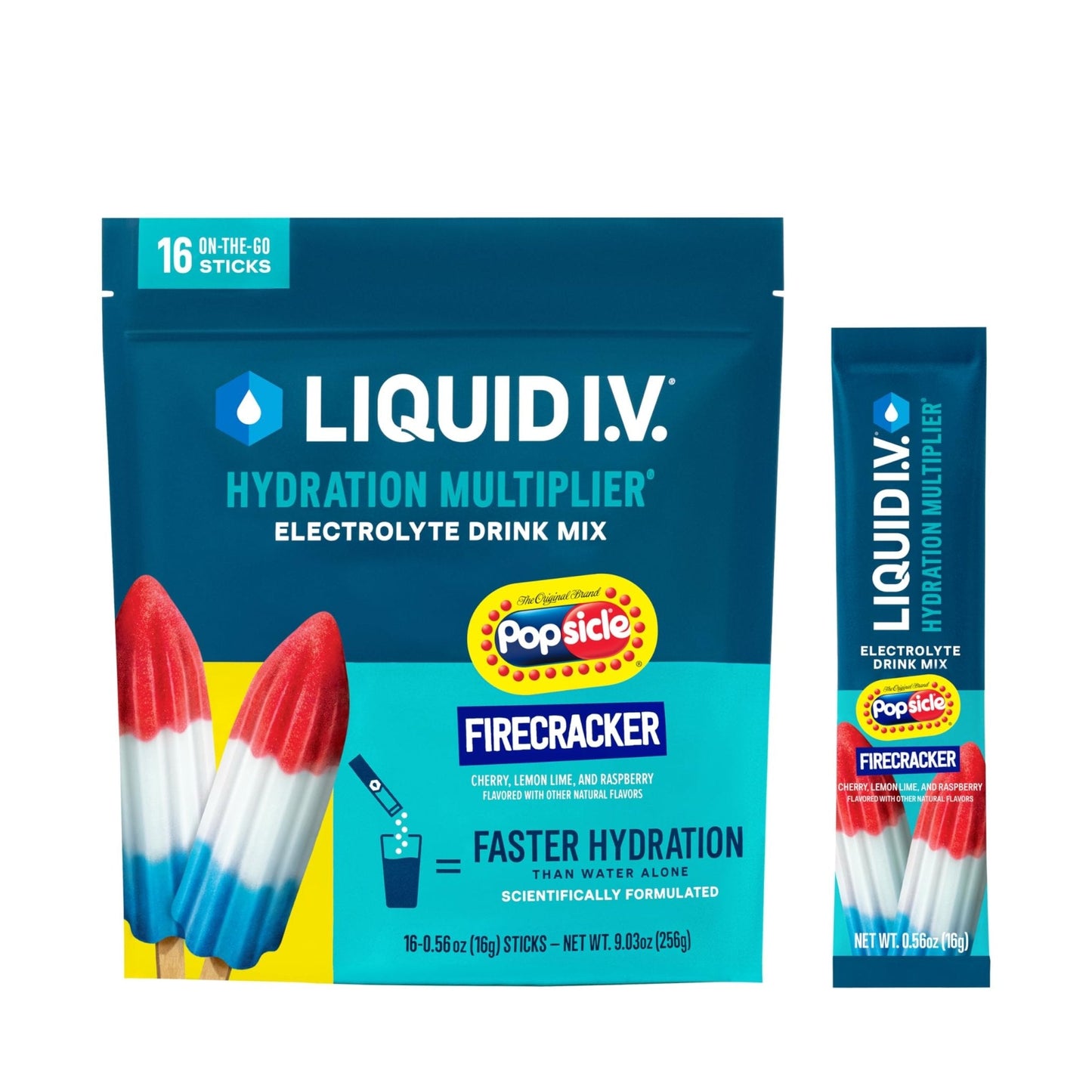 Liquid I.V.® Hydration Multiplier - Popsicle Firecracker | Electrolyte Powder Drink Mix | 1 Pack (16 Servings) - Maple Wellness Supplements