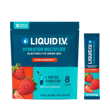 Liquid I.V.® Hydration Multiplier - Strawberry | Electrolyte Powder Drink Mix | 1 Pack (16 Servings) - Maple Wellness Supplements