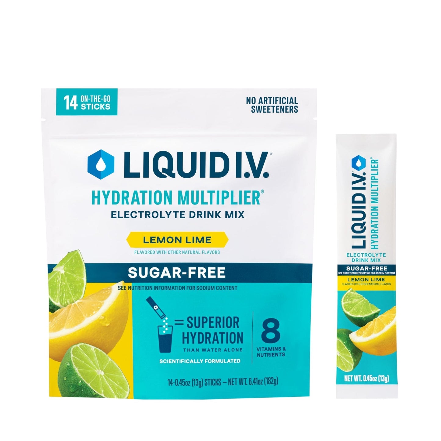 Liquid I.V.® Hydration Multiplier Sugar-Free - Lemon Lime | Electrolyte Powder Drink Mix | 1 Pack(14 Servings) - Maple Wellness Supplements
