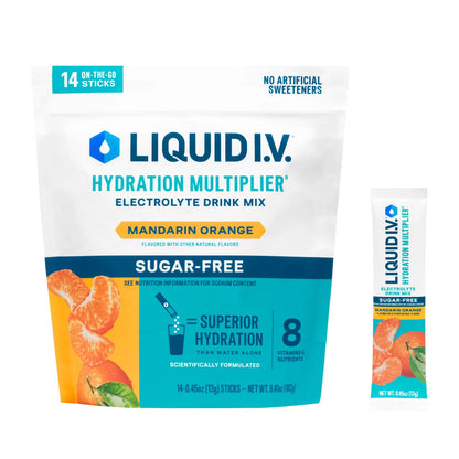 Liquid I.V.® Hydration Multiplier Sugar Free - Mandarin Orange | Electrolyte Powder Drink Mix | 1 Pack (14 Servings) - Maple Wellness Supplements