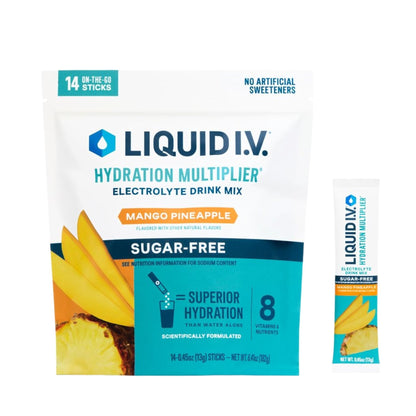 Liquid I.V.® Hydration Multiplier Sugar-Free - Mango Pineapple | Electrolyte Powder Drink Mix | 1 Pack (14 Servings) - Maple Wellness Supplements