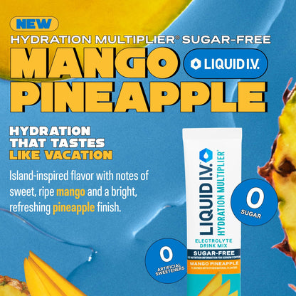 Liquid I.V.® Hydration Multiplier Sugar-Free - Mango Pineapple | Electrolyte Powder Drink Mix | 1 Pack (14 Servings) - Maple Wellness Supplements
